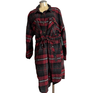 Ci Sono Plaid Collection Flannel Button Front Belted Shirt Dress XL BRAND NEW